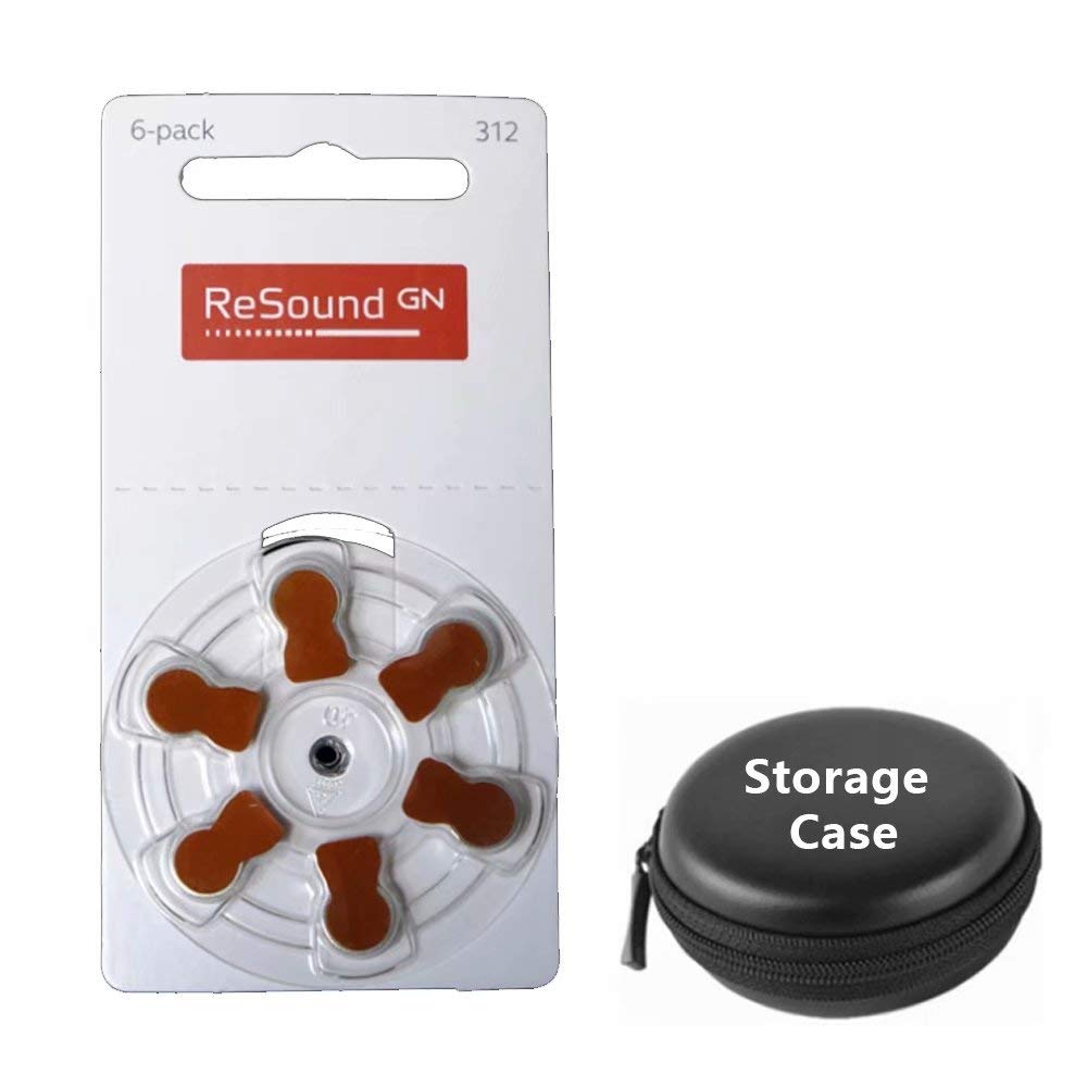Hearing Aid Batteries Size 312 za Resound,Pack of 6,Brown Tab PR41 1.45V Type 312 Zinc Air Battery for Hearing Aids Sound Amplifier