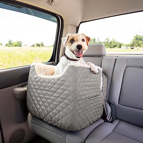 Image of Snoozer Dog Car Seat for Dogs up to 18lbs, Lookout I, Grey Quilted (S)