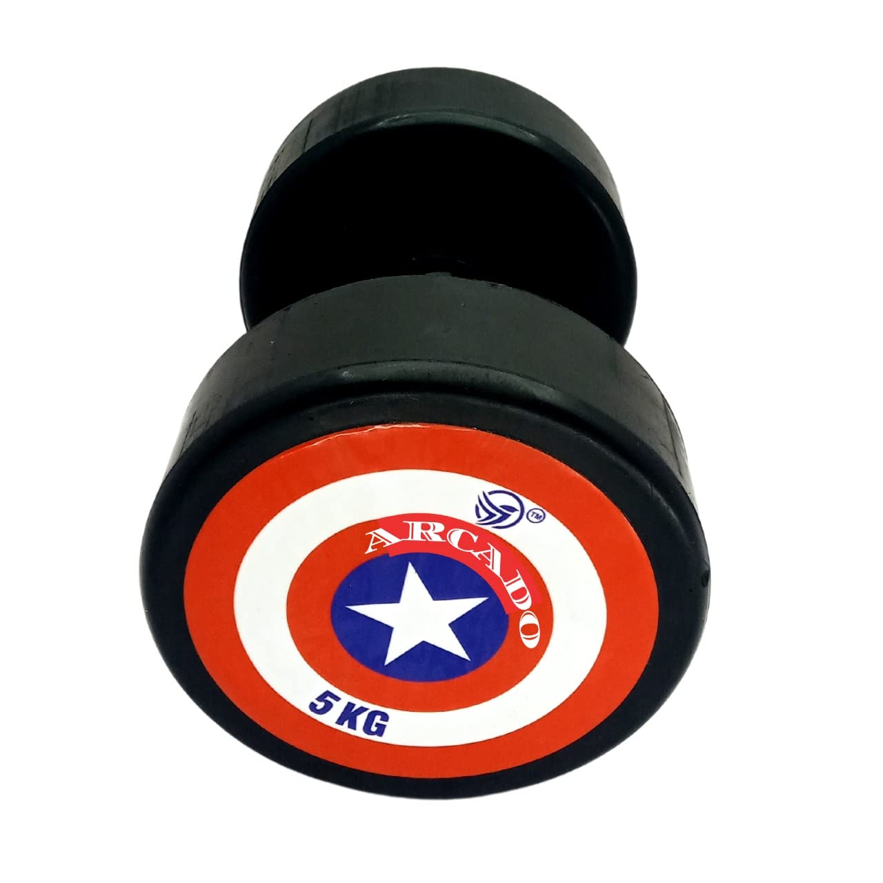 Arcado 5kg Dumbbells Set of 1 / Gym Dumbels Set for Home Workout / Captain America Single Dumbles 5kg / Rubber Dumbells 5kg Set for Home Gym / Rubber Coated Dumbbels 5kg / Exercise Dumbal / Pack of 1/ 5kg Weight