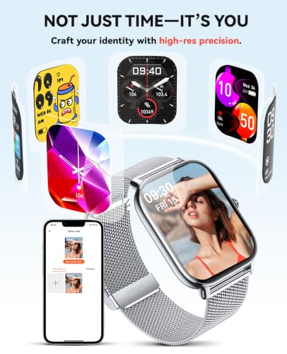 Image of Smart Watches Fitness Tracker for Women Men with Step Counter, Sleep Calorie Monitor, Pedometer, IP68 Waterproof, Smartwatch with 120+ Sports for iPhone Android (Natural Milanese)
