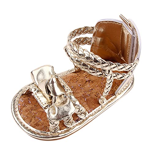 Summer Girls Shoes Sandals Bow Rubber Baby Soft Boys Walking Flat Sole Non-Slip Baby Shoes Kids Water Shoes Girls (Gold, 5 Toddler)