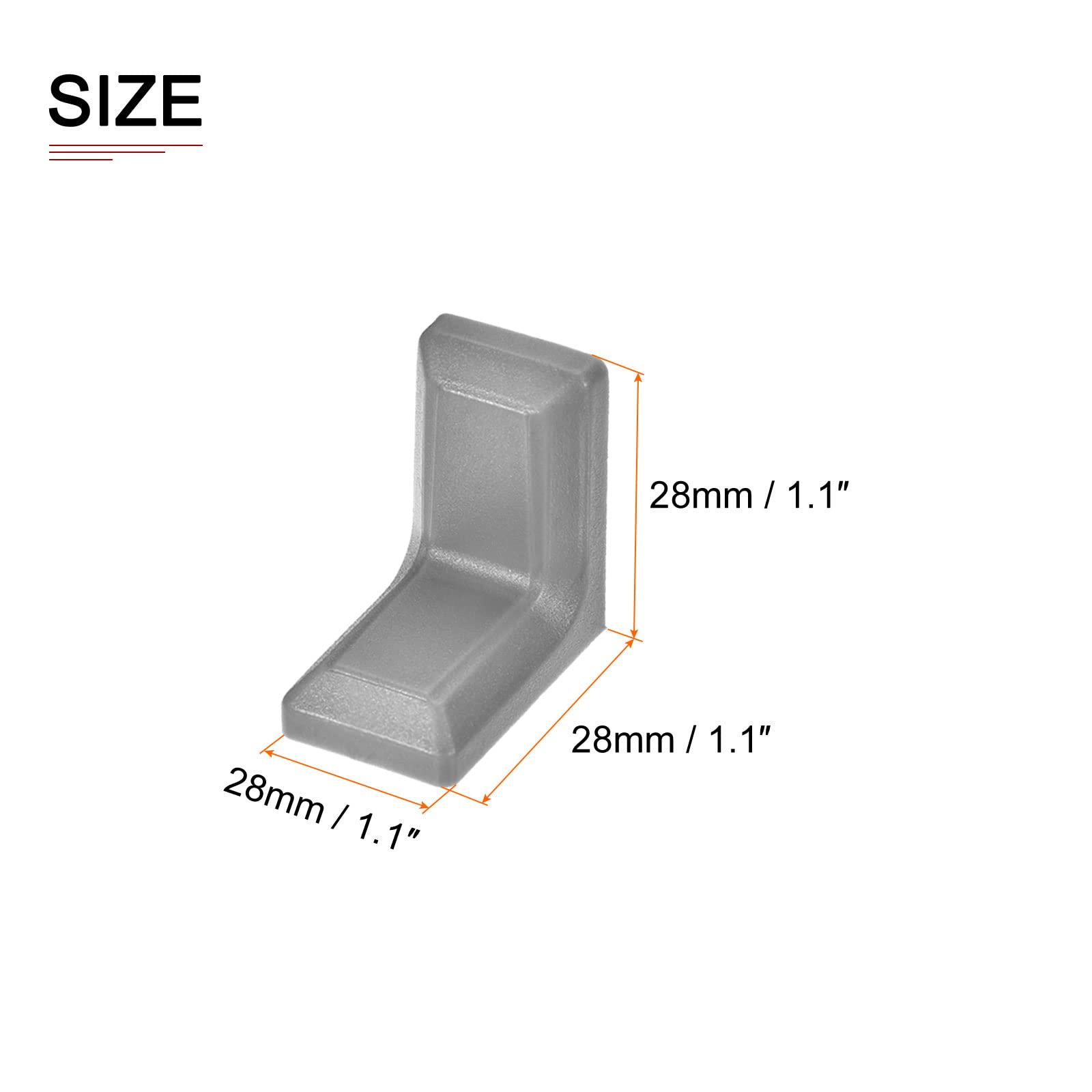 DTGN 28x28x18mm(LxWxH) Plastic Corner Brackets -10Pack - Good for Furniture Repairing - 2 Holes L Shape Right Angle Brace - Grey