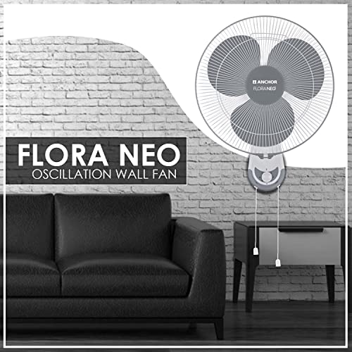 Image of Anchor By Panasonic Flora Neo Oscillation Wall Fan | 400 mm Wall fan with 1350 RPM (2 Yrs Warranty) (Graphite Grey, 1 Piece)