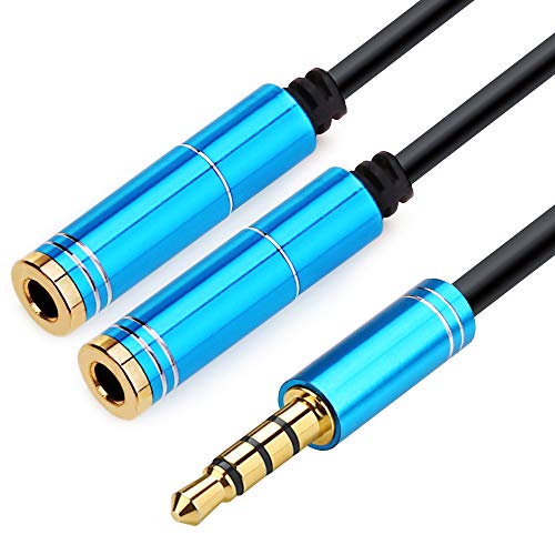 NANYI 3.5mm Audio Stereo Y Splitter Extension Cable 3.5mm Male to 2 Port 3.5mm Female for Earphone, Headset Splitter Adapter, Compatible for iPhone, Samsung, LG, Tablets, MP3 Players, (Bule-1FT) NANYI 3.5mm Audio Stereo Y Splitter Extension Cable 3.5mm Male to 2 Port 3.5mm Female for Earphone, Headset Splitter Adapter, Compatible for iPhone, Samsung, LG, Tablets, MP3 Players, (Bule-1FT)