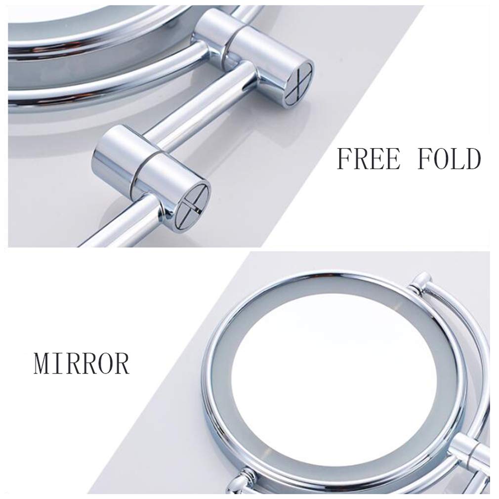 Espejo de tocador de Maquillaje con Luces, Espejo de Belleza montado en la Pared de Dos Caras, Espejo de baño con Aumento 3X, Espejo cosmético Extensible, conexión Cableada, Bronce (Plata)