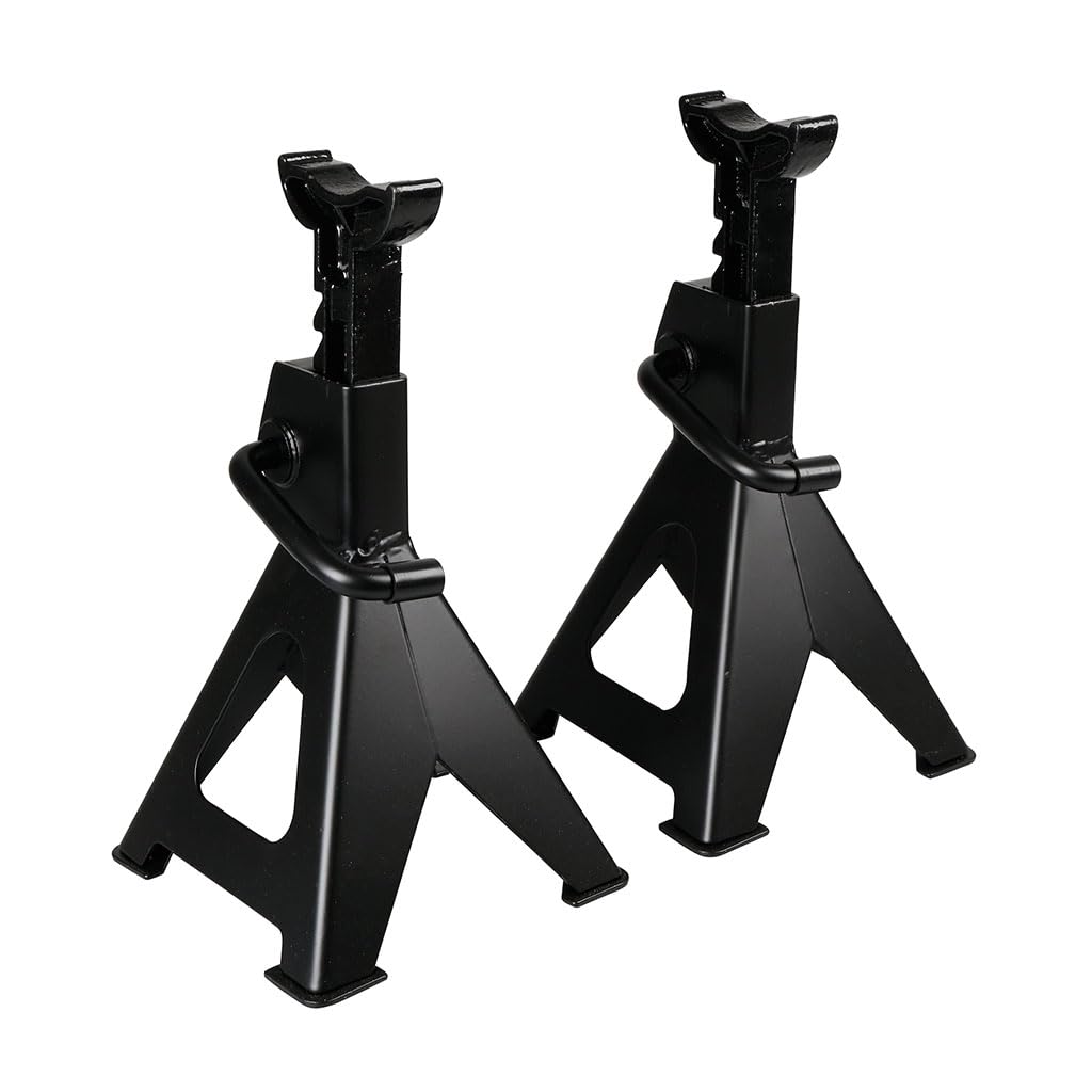 OROK - Chandelles à crémaillère, chandelle Fixes à crémaillère - 2 pièces - Capacité maximale: 2 tonnes - avec Pieds Larges pour Une Meilleure stabilité - Hauteur Mini: 256 mm - Hauteur Maxi: 411 mm