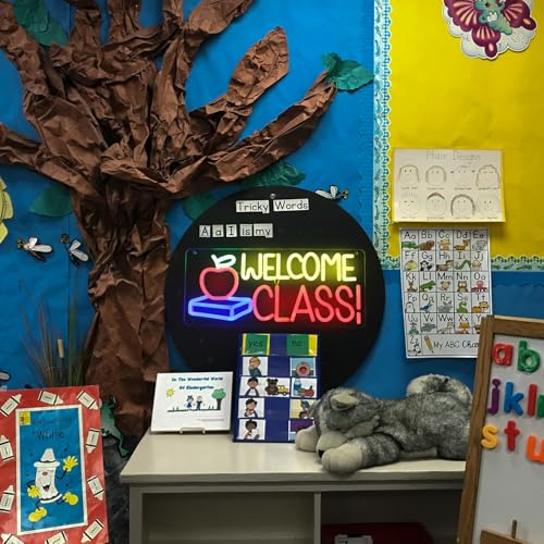 Image of Welcome Class Neon Sign Apple Book LED Sign Back to School Classroom Decor | Dimmable Light Up Signs, Student Classroom Neon Light, Colorful Wall Sign, Acrylic Night Light, School Opens Party Decoration