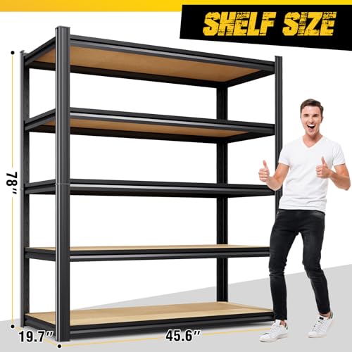 Image of 3-Pack Garage Shelving for Large Storage & Whole Home Organization, 78 inch H x 46 inch W x 20 inch D 5-Tier Adjustable Metal Storage Rack for Tools, Storage Bins, Bulk Items, Garage, Pantry & Workshop
