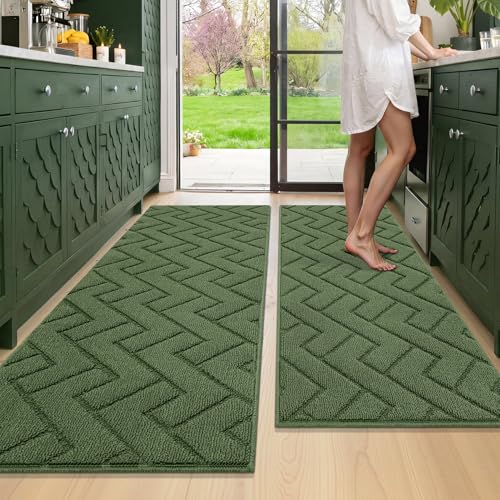 Image of hicorfe Kitchen Runner Rug,20 inchx59 inch+20 inchx48 inch Kitchen Set,Non-Slip Kitchen Mat