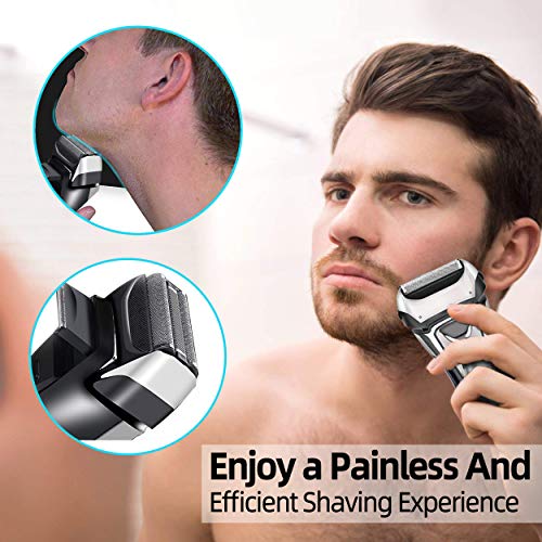 Electric Razor For Men,Ipx7 Waterproof Men's Electric Shaver, Awecot Rechargeable Foil Shaver Trimmer With 3D Floating Blades,Trimmer And Led Display,Wet & Dry Use For Beard Shaving #TOP6