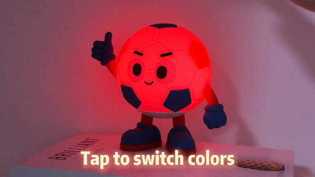 Image of S NMT Silicone Soccer Night Light, RGB Color Changing Rechargeable Nightlight, Timing 2 Level Brightness Sleeping Table Decoration Bedside Lamp with Touch Control