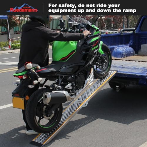 Ruedamann Aluminum Loading Ramp,600 lbs Capacity, 78.7\" L Foldable Motorcycle Ramp,Portable ATV, UTV Ramps for Dirt Bikes, Quads, Lawn Mowers, Snow Blowers,Perfect for Trailers and Sheds,1PC