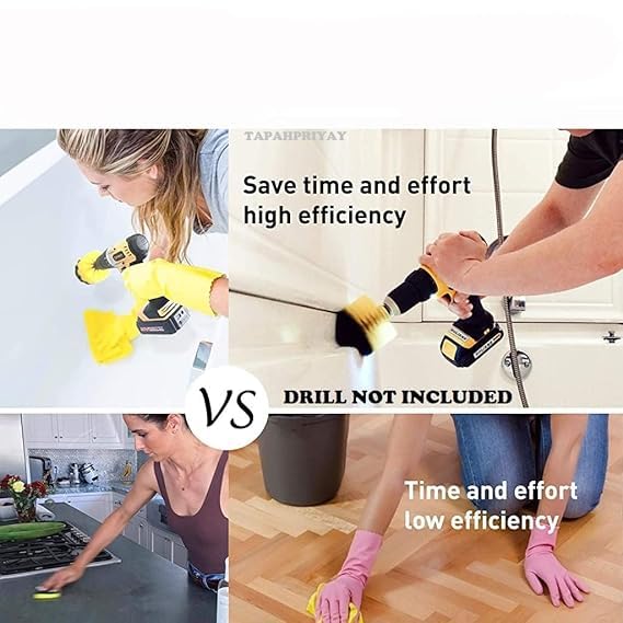 Image of 8 Pcs Power Drill Scrubber Brush Set, Drill Brush Attachment Set, Scrubber Scrub Pads for Bathroom Surfaces, Floor, Tub, Shower, Grout, Tile, (Without Drill Machine), (Pack of 1)