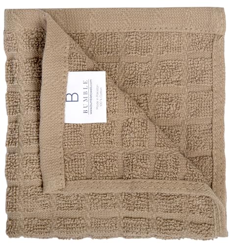 Image of Bumble Dish Cloths (8 Pack) | 12 inch x 12 inch | 100% Cotton Kitchen Towels | 405 GSM | Soft, Highly Absorbent & Durable Dish Towels for Kitchen | Tan