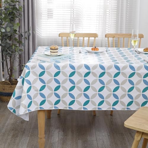 Image of Walrus Heavy Duty Vinyl Tablecloth with Flannel Backing Waterproof Oil-Proof Plastic Table Cloth Stain-Resistant Wipeable Table Cover for Indoor and Outdoor (Geometric Leaf,54x54 Inch)
