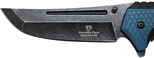 Miniatura 3 de Snake Eye Tactical Cuchillo de bolsillo plegable de 12 pulgadas con hoja lavada a la piedra, ultra suave, con una sola mano, edición limitada, ideal