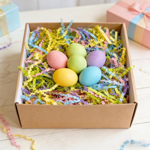 Image of ZEBMOON 2 LB Easter Crinkle Cut Paper Shred Filler Great for Gift Wrapping, Basket Filling, Birthday, Wedding, Easter, Mother's Day, Carnival, New Year Party Decorations Filling Supplies Rainbow