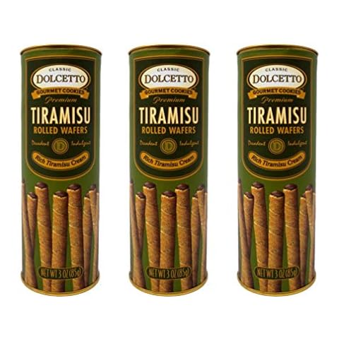 Dolcetto Premium Cream Filled Rolled Wafers Gourmet Tiramisu Cookies - Pack of 3 (3 Ounces) Cover