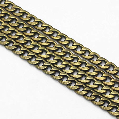 Image of Model Worker DIY Iron Flat Chain Strap Handbag Chains Purse Chain Straps Shoulder Cross Body Replacement Straps with Metal Buckles (55 inch, Bronze)