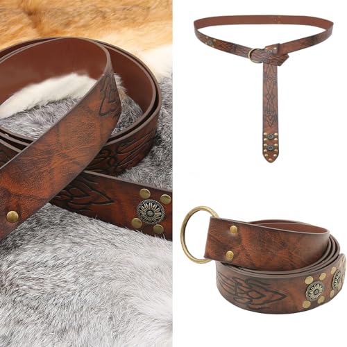Medieval Waistband Men Cosplay Embossed Belt Studded Belt for Men Cosplay PU Waistband for Photoshoots and Stage2
