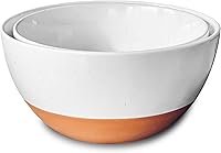Mora Ceramic Nesting Mixing Bowls Set of 2 - 5.5Qt & 3.6Qt Large Stoneware, Oven Microwave Dishwasher Safe for Cooking Serving Salad - White