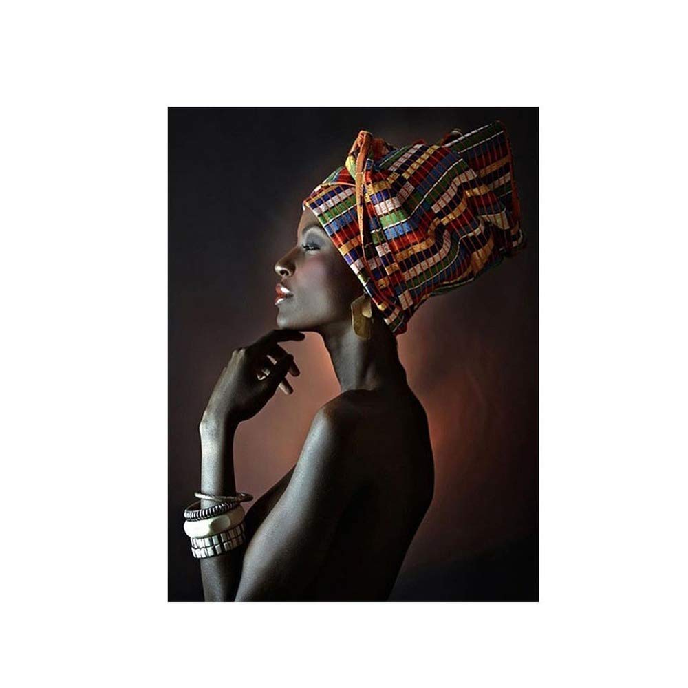 Tableau femme africaine sur châssis 40x60 cm pour déco salon moderne
