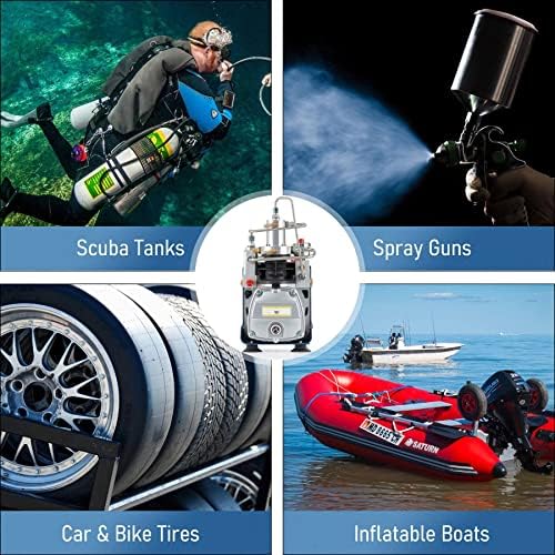 CREWORKS High-Pressure Air Compressor Pump, Adjustable Auto-Stop 220V 30Mpa Electric Air Pump Air Rifle PCP 4500PSI Paintball Fill Station for Fire Fighting and Diving (Auto)
