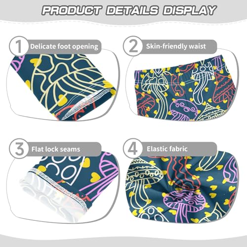 ZZKKO Girls Leggings Neon Print Mushrooms Toddler Girls Clothes Leggings for Girls Toddler Girls Leggings 3-4T3