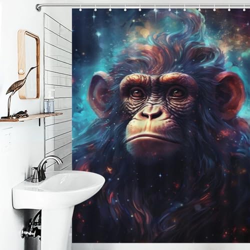 Rideau de douche singe textile 140x183 rideau de bain lavable - 6