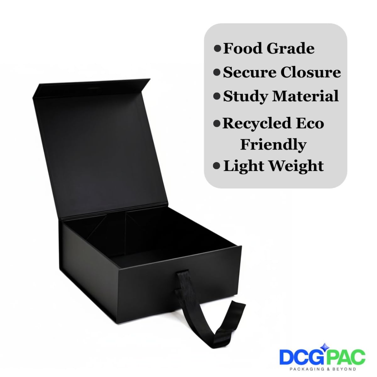 DCGPAC Collapsible Flat Rigid Gift Box Pack of 10 Black, 6x6x2