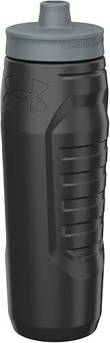 Miniatura 5 de Under Armour Sidline botella de agua de 32onzas, se puede apretar, tapa con válvula unidireccional, sin bisfenol A, para soportes de bicicletas,