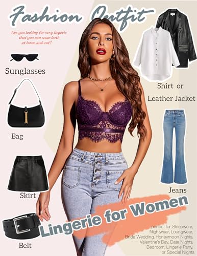 Image of Avidlove Lace Bralettes for Women Y2k Strap Bustier Cami Top V Neck Camisole Lingerie