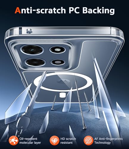 Image of FNTCASE for Moto G 2026 /2025 Case: for Moto G Play 2026 Case Magnetic Anti Yellowing Cell Phone Cover Drop Proof Rugged Protective Transparent Slim Cases 6.7 inch (Clear Magnetic)
