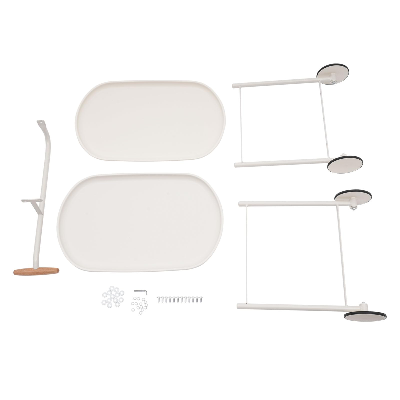 Carrello da servizio, carrello da cucina, multifunzione, in ABS, con ruote, manico e 2 ripiani, 63 x 42 x 64,5 cm (bianco)