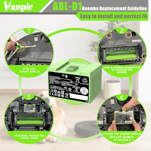Image of ABL-D1 2500mAh 36Wh Replacement Battery for iRobot Roomba i /j /e Series - Extended Runtime for Large Area Cleaning & Hard Floors, Compatible with Roomba i7 j7 i7+ j7+ i3 i4 e5 e6 and More Models