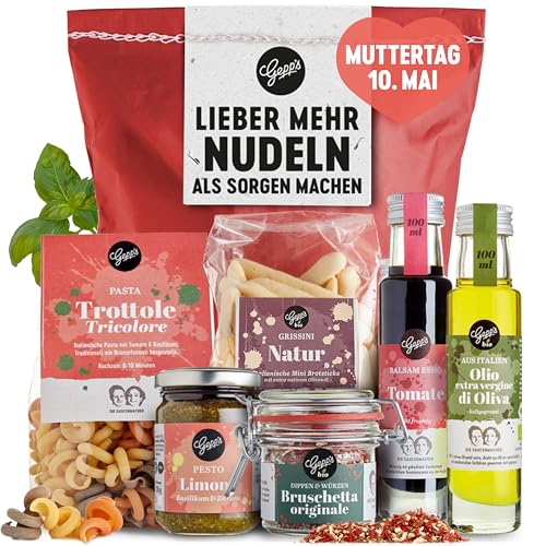 Gepp's Feinkost Wundertüte - Lieber mehr Nudeln als Sorgen machen I Geschenkidee zum Muttertag mit Delikatessen wie in Italien hergestellte Pasta, Pesto Limone, Bio...