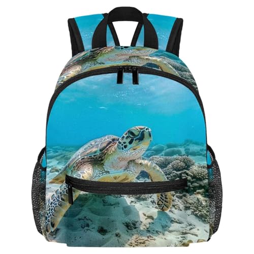 Sac d'école primaire imperméable pour livre - Cartable enfant fille garçon tortue de mer