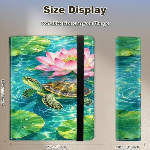 Image of Photo Album 4x6 120 Photos with Strong Elastic Band, Lotus Sea Turtle | Large Capacity Premium Leather Picture Album, Portable Wallet Albums Photo Book for Family Anniversaries Wedding Baby