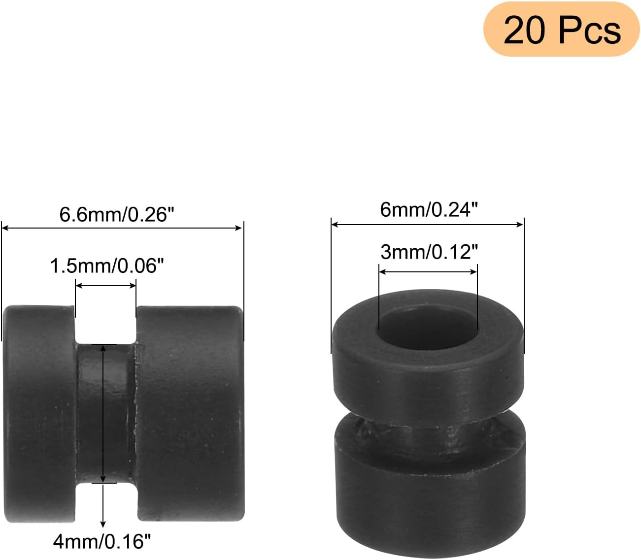 MECCANIXITY RC Anti Vibration Rubber Balls RC Rubber Damper Balls for RC F4 F7 Flight Controller Gimbal M3x6.6mm Shock Absorption Balls,RC Models DIY Drone Accessories(Black),Pack of 20