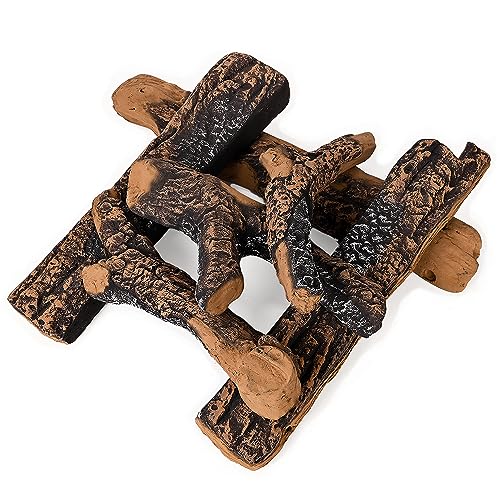 HEXELE Gas Fireplace Logs Set, 18 inch Large Ceramic Log for Gas