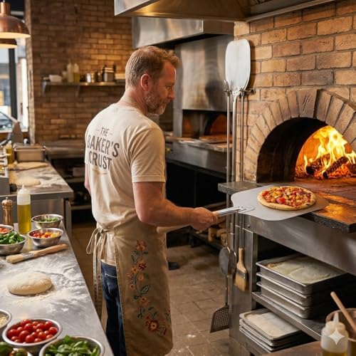 Image of KMW Aluminium Pizza Peel /Pizza Schoop /Pizza Shovel /Pizza Lifter /Pizza Pill Hand Finished Professional Wooden Handle - 35 CM Blade, 85 CM Total Length.