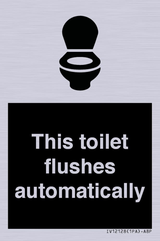 This toilet flushes automatically Sign - 50x75mm - A8P