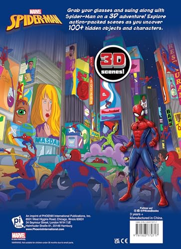 Marvel Spider-man 3D Look and Find Activity Book! - Spidey 3D Glasses Included! - PI Kids Hardcover – June 18, 2024 - Image 3
