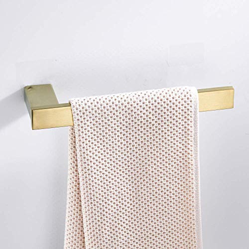 Weiko Gold Towel Holder, Bathroom Hand Towel Ring Brushed Gold Wall Mount Short Towel Bar Stainless Steel Square #TOP4