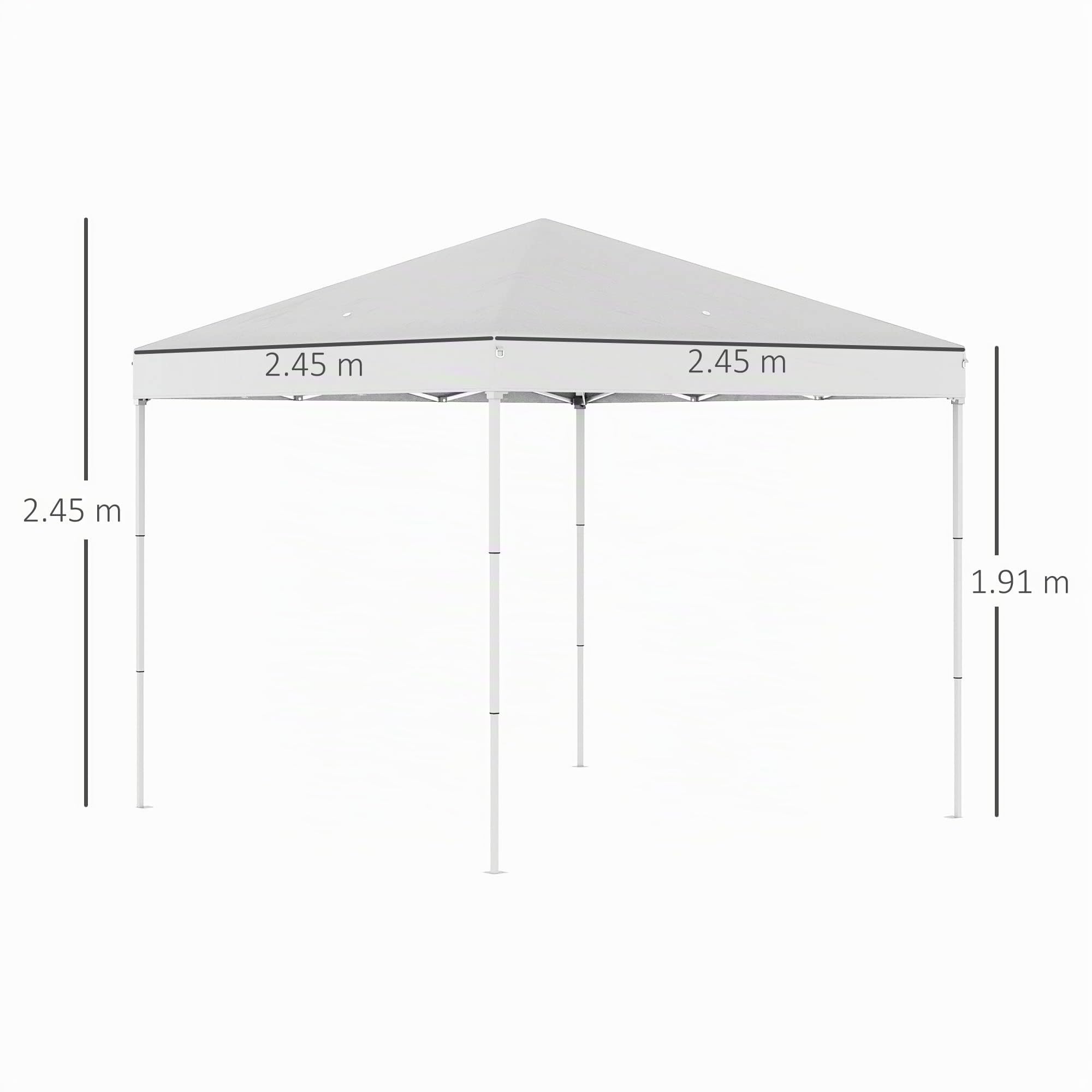 Outsunny Gazebo Pieghevole 2.5x2.5 m Pop Up con Borsa da Trasporto Bianco | 8 Fori di Drenaggio, Gazebo da Esterno, Acciaio e Oxford, Giardino, Feste