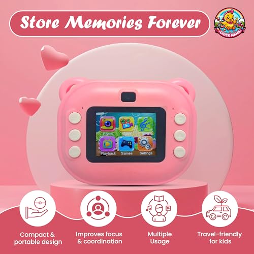 Image of Chickmama Kids Instant Print Camera, 1080P HD 13MP, Thermal Inkless Printing, Rechargeable Digital Camera for Kids, Gift for Boys & Girls Age 3-12, 2 Roll Paper Included