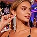 Silver Rhinestone Drop Earrings for Women Prom Earrings Sparkly Crystal Long Tassel Earring Dangling Wedding Prom Dress New Years Eve Party Outfits