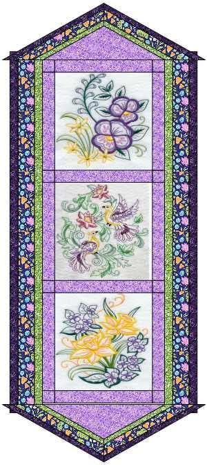 Material Maven Quilt Kit Hello Spring Table Runner/Pre Cut Ready to Sew/Finished Embroidery