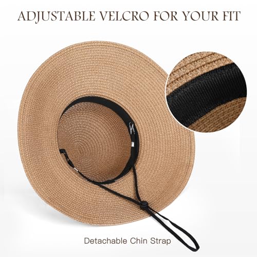 Image of Beach Sun Hats for Women, Straw Hat for Women, Womens Sun Hat UPF 50+ UV Protection, Summer Hats Packable Foldable