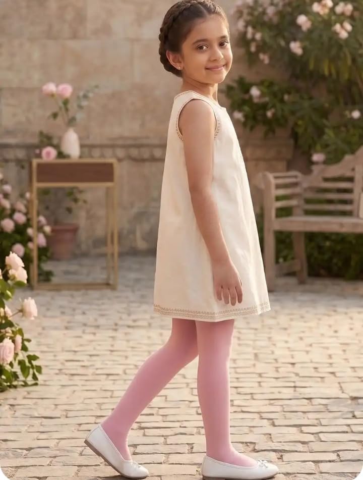 Girl's Cotton Spandex Tights, Made with Breathable, Anti Odour & Moisture Absorbent Combed Cotton, Ideal for Ballet/Dancing/Everyday Activity 4